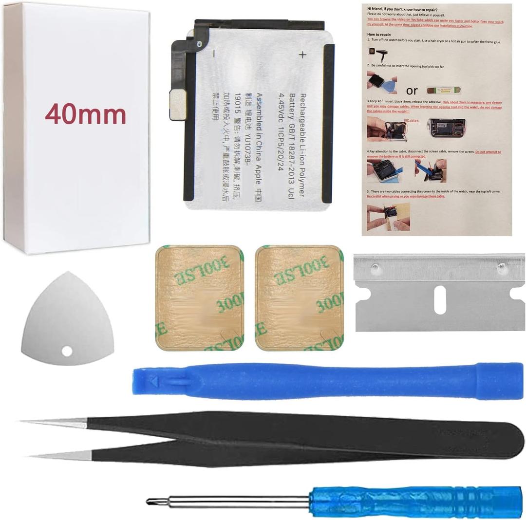 ASDAWN for 40mm Apple Watch Series 5 and SE Battery Replacement 5th Generation with Repair Tool Kit + Back Cover Adhesive + Installation Instruction