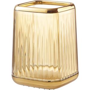 DASITON Makeup Brush holder Organizer, plastic Square Cosmetic Brush Storage Holder, Vintage Stripe Make Up Brush Cup Pen Pencil HolderAmber