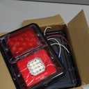 Partsam 2Pcs Double Led Trailer Tail Lights with Horizontal Mount Dual Stop Turn Tail Backup Reverse Lights 33 LED, Surface Mount RV Double Led Taillights, RV Double Led Tail Lights, Black Base (Red)