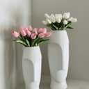Beferr White Tulips Artificial Flowers 18Pcs Faux Silk Tulip Real Touch Tulip Fake Flowers Bouquets Arrangements for Mother's Day Easter Spring Flowers Gifts Home Table Decor