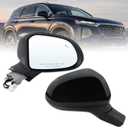 Right Passenger Side Mirror Compatible With 2019 2020 2021 2022 2023 Hyundai Santa Fe With Manual Folding Power Glass Blind Spot Black Replace#87620-S2010(5Pins)