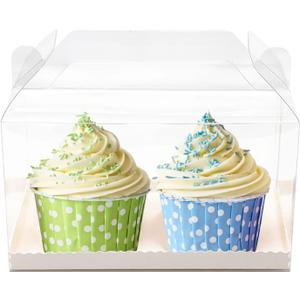 30 Pcs Gable Clear Favor Boxes with Handle, Gable Clear Gift Boxes Large, Clear Cake Boxes for Favors with Handle & White Cardboard, for Wedding, Party, Christmas, 7" x4" x 4"