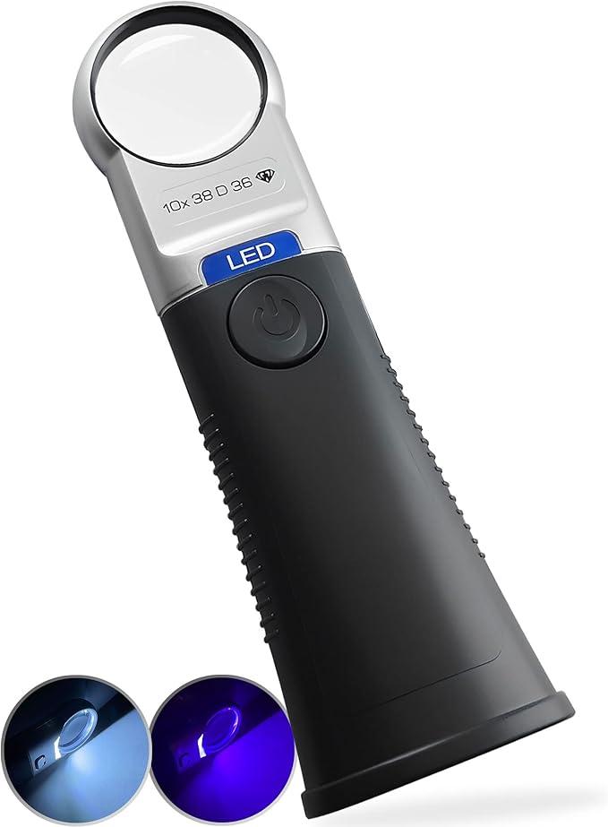 10X Jewelers Loupe SMD LED Lighted Standing Handheld Magnifying Glass