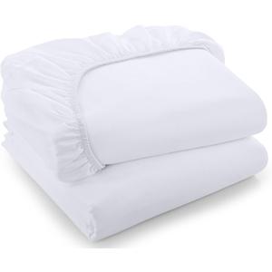 Utopia Bedding Twin Fitted Sheets - Bulk Pack of 02 Bottom Sheets - Soft Brushed Microfiber - Deep Pockets - All Around Elastic (White)