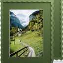 11x14 Wavy Picture Frame With Mat For 8x10, Wavy Edge Wooden Picture Frame with Real Glass - Wall Mount Display, Green, 2 Pack