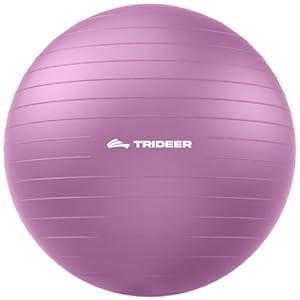 Trideer Exercise Ball for Yoga, Pilates & Fitness – Stability Ball Equipment for Home Gym & Office Chair, Core & Balance Training Accessories, Physical Therapy Equipment, Quick Pump Included, L(23-26ines/58-65cm)