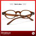 Retro Small Round Glasses for Women Men Fashion Round Blue Light Glasses Small Face Nerd Eyeglasses (Clear Brown)