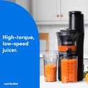 nutribullet Slow Juicer, Slow Masticating Juicer Machine, Easy to Clean, Quiet Motor & Reverse Function, BPA-Free, Cold Press Juicer with Brush, 150 Watts, Charcoal Black, NBJ50300, 24-oz