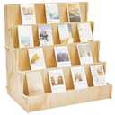 Barydat Wooden Card Display Stand Stationary Organizer Sticker Stand for Vendor Crafts Greeting Card Organizer Rack Retail Display Holder(23.23 x 14.96 x 22.44 Inch (4 Tier),Wood)