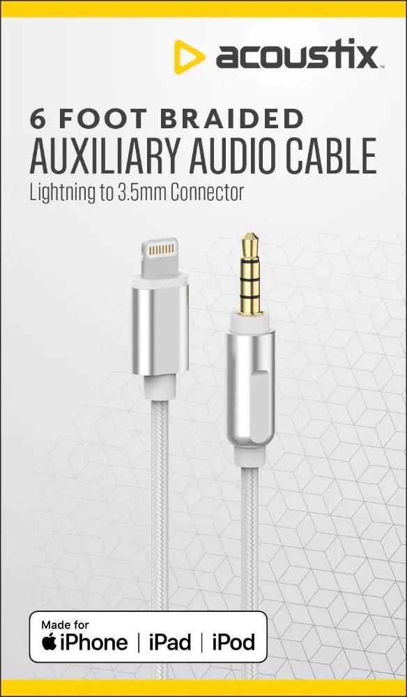 Set of 2 (Extended Length Charge and 6 Foot Braided Auxiliary Audio Cable)