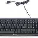 Verbatim Slimline Wired Keyboard USB Plug-and-Play Numeric Keypad Adjustable Tilt Legs Corded Full-Size Computer Keyboard Compatible with PC, Laptop - Frustration Free Packaging Black 99201