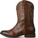 SaraIris Mens Brown Cowboy Western Working Round Toe Pull On Cowgirl Boots (Brown)