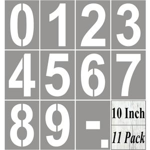 10 Inch Large Number Stencils for Painting - 11 Pack Number Stencil Templates for Curb Address, Cakes, Cookies, Mailboxes and Crafts, Reusable House Numbers Stencils for Wood Signs & Cement Wall Art