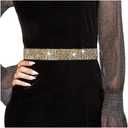 Tgirls Rhinestone Waistband Elastic Belt Crystal Wedding Sashes Belts Bling Wide Waist Belt Elegant Dress Belts (Medium, Gold)
