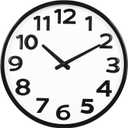 16 Inch Wall Clock Battery Operated Silent with Big Numbers Easy to Read, Analog Quartz Round Modern Large Clocks for Living Room Office Decor (Black)