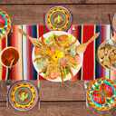 Mexican Table Runner, Mexican Fiesta Party Decorations, 14" x 84" Fiesta Table Runner Cinco De Mayo Party Decorations, Boho Colorful Striped Runner Cotton Blanket Mexican Theme Party Supplies, Red