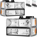 Headlights W/Bulbs for 1994-1998 Chevy C10 Pickup Truck C/K 1500 2500 3500 Silverado Tahoe Suburban, 1992-1994 Blazer Driver & Passenger Side