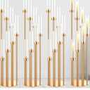 Tessco 4 Sets Gold 7 Arm Floor Candelabra 46.5'' Tall Floor Candle Holders Metal Candle Holders with Acrylic Lampshade Candlestick Centerpiece for Electronic Wedding Home Party Decoration