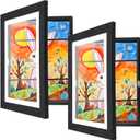 [2-Pack] Kids Artwork Frames, 8.5 x 11-In Frames, Front Opening, Home Decor, Up to 150 Pcs, Craft Storage, Hanging Wall Decor, Art (Black)