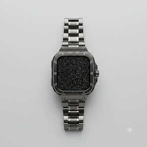 Steel Watch Band and Case, Adjustable Metal Strap and Rugged Protector Cover for iWatch Men