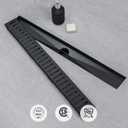 SaniteModar Linear Shower Drain, 24 inch Matte Black Shower Drain with Removable Capsule Pattern Grate,304 Stainless Steel Shower Drain Include Hair Strainer,Adjustable Leveling Feet