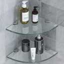 Bathroom Corner Organizer Shelves Shower Caddy Shelf Wall Mount Set of 2 Glass Corner Shelf Shower Holder for Shampoo and Soap Organizer No Drilling