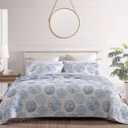 Tommy Bahama - King Quilt Set, Reversible Cotton Bedding with Matching Shams, Coastal Inspired Bedding Essentials (Ocean Isle Blue, King)