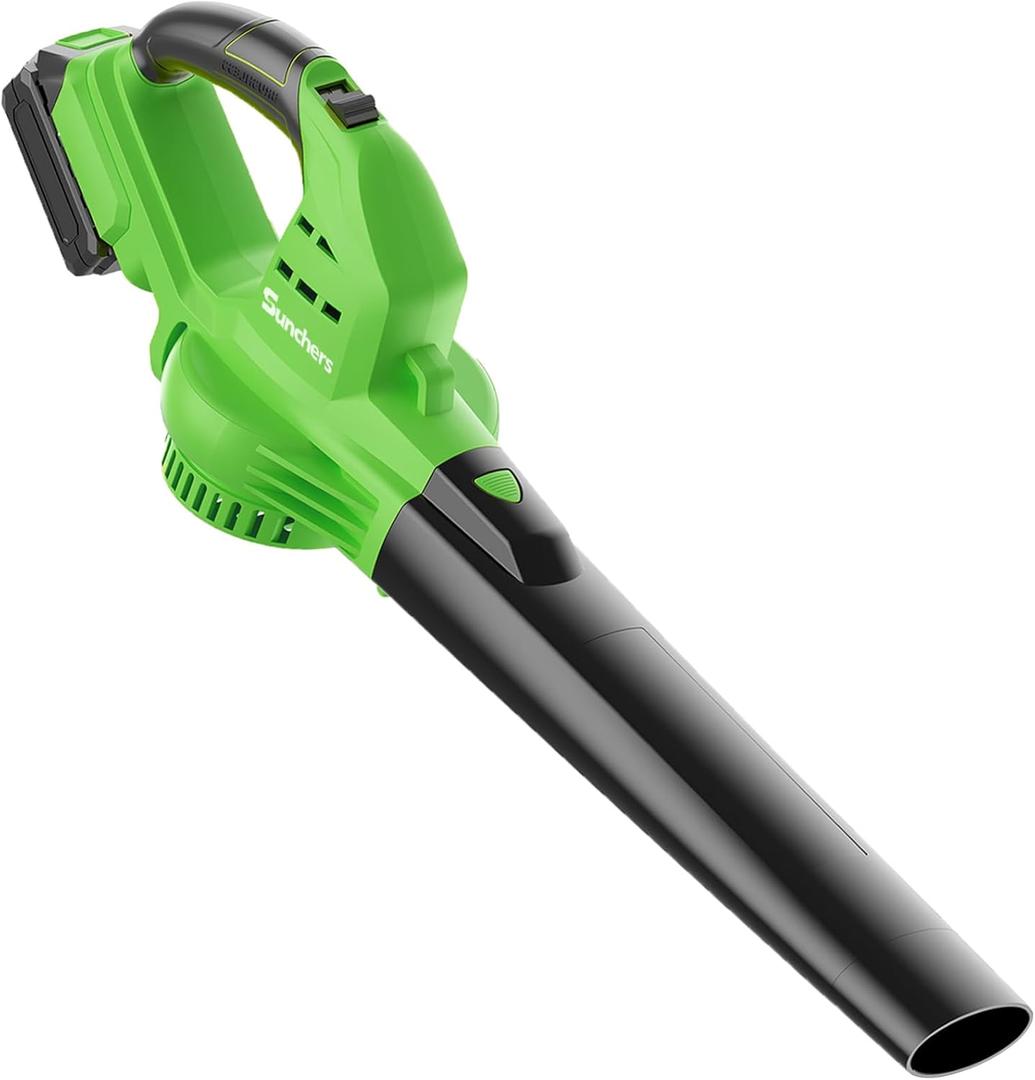 SUNCHERS Leaf Blower Cordless Tool Only with 1 Tube, 130MPH 180CFM High Speed, Lightweight Handheld Small Blower for Patio, Garden, House, Depot, Green
