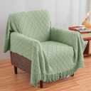 inhand Sage Green Throw Blanket for Couch, Soft Living Room Home Decor Knitted Twin Size Blanket, Outdoor Lightweight Breathable Summer Blanket, Farmhouse Warm Woven Decorative, 60"x80" (Basil)