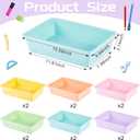 Taiyin 12 Pcs Plastic Flat Storage Tray Classroom Paper Bins Containers School Office Letter Basket Art Book Organization File Holder(Pastel Color)