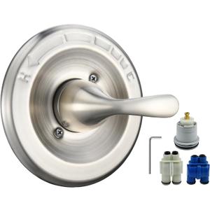 T13020-SS Brushed Nickel Stainless Steel Replacement for Delta Classic 13/14 Series Single-Function Handle Trim Kit,Fit for Delta Shower Rough-in Valve R10000 Series (2 Style of Cartridge Included)