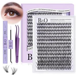 DIY Lash Extension Kit 280pcs Individual Lashes Cluster D Curl Eyelash Extension Kit Lash Clusters with Lash Bond and Seal and Lash Applicator Tool for Self Application (KIT,30D-D-9-16MIX)