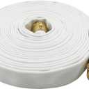 Fire Hose, White, 2 inches x 100' Lay Flat Heavy Duty Backwash/Discharge Firehose, NPSH/NPT Brass Connectors (2” NPSH/NPT-100FT)