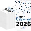 2026 Graduation Disposable Paper Napkins, Guest Dinner Hand Towels for College School Grad Class Congrats Celebration, Cocktail Party Decorations (80, Blue & Black)