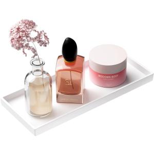 Vanity and Bathroom Tray, 11.8" ABS Countertop Organizer,Waterproof Vanity Tray for Toilet Tank,Perfume,Soap,Keys,Bathroom Accessories,Kitchen and Bath Trays,Non Slip Small Trays,White (11.8" x 5" x 0.7")