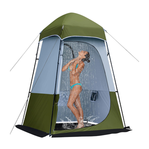 Camping Shower Tent, Oversize Pop Up Changing Tent, Portable Outdoor Bathroom Toilet Tent with Floor, Easy Set Up Privacy Shelter for Dressing, Hiking, Fishing, UPF50+