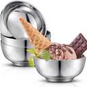 4 Pack 34 oz Stainless Steel Bowls Double Walled Insulated Soup Ice Cream Metal Mixing Nesting Bowls for Serving Soup Rice Cereal