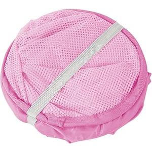 Mesh Pop Up Laundry Hamper Collapsible Laundry Basket Foldable Dirty Clothes Basket for Home, Travel, Cruise, RV (Pink)