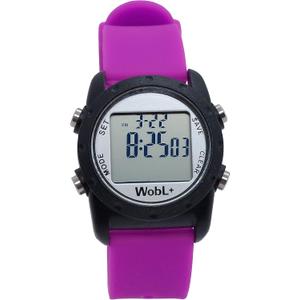 WobL+ World's Smallest & Best Waterproof Vibrating 9 Alarms + Countdown Timer Wristwatch (Purple) Sports/Medicine/Meeting/Potty Reminders
