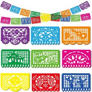 DomeStar Mexican Party Decoration, 18 Feet Plastic Papel Picado Fiesta Banner Cinco de Mayo Garland for Mexican Birthday Party Supplies (multicolor1)