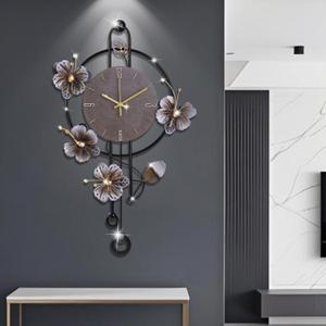 Wall Clock, Silent Quartz Movement Battery Operated with Pendulum, Oversized Metal Modern Large Wall Clocks for Living Room Bedroom Farmhouse Office Kitchen Home Wall Decor-18.8x29.5Inch(Brown)