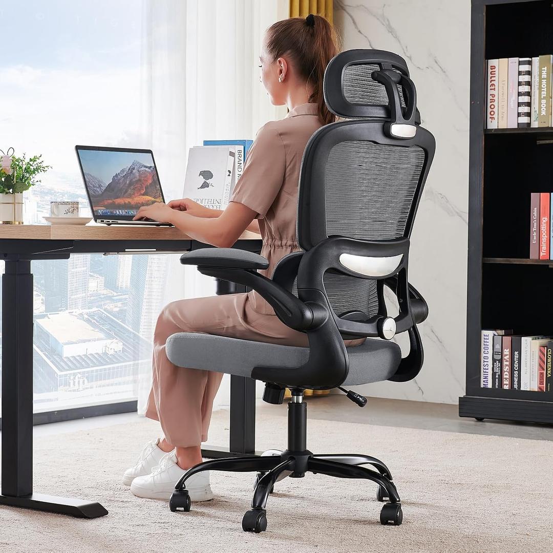 TRALT Office Chair Ergonomic Desk Chair, 330 LBS Home Mesh Office Desk Chairs with Wheels, Comfortable Gaming Chairs (Dark Grey), Pack of 1
