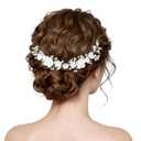 2 x Avxdbr Bride Wedding Hair Vine Floral Head Piece Pearls Handmade Hair Piece Rhinestone Headband for Women for Wedding Engagement Party