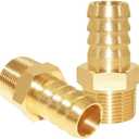Joywayus Brass Hose Barb Fitting 1" Barb x 1" Male NPT Water Fuel Air (Pack of 2)