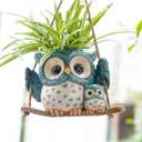 Swing Owl Hanging Planters for Indoor Plants, Cute Small Succulent Pots with Drainage Hole, Unique Resin Plant Hangers Outdoor, Hanging Plant Holder for String Of Pearls, Gift Ideas for Mother