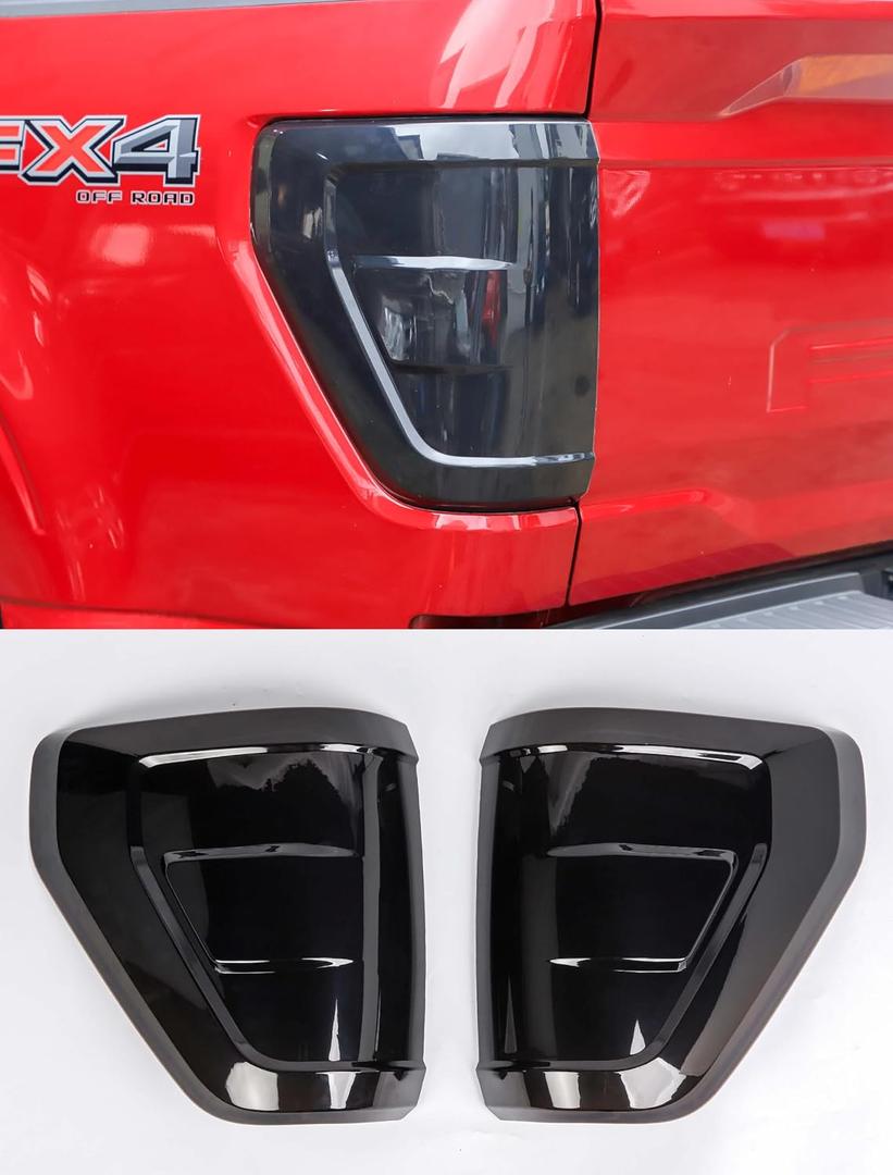Savadicar 2-Piece Smoked Black Taillight Cover for 2021-Present Ford F150, Smoke Tail Lamp Overlay, Exterior Styling Upgrade Accessories