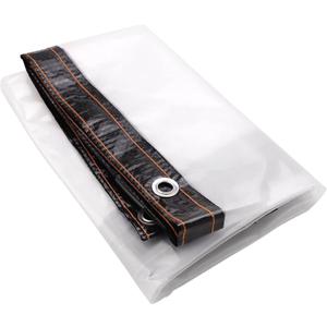 Clear Tarp with Grommets, 5x10ft Heavy Duty Waterproof Tarp Cover Transparent Rainproof Tarpaulin for Patio, Porch and Outdoor(1.5 x 3 m/5 x 10 ft)