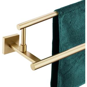 KOKOSIRI Bath Towel Bars 32-Inch Double Towel Rails Overlength Bathroom Racks for Cabinet Kitchen Brushed Gold Stainless Steel B5009BG-L32