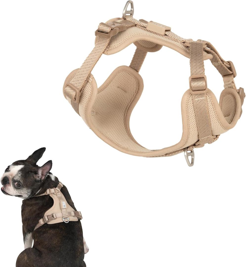 All-Weather No Pull Dog Harness Reflective Vest Harness QR Code Anti-Lost Adjustable Quick-Release Buckle Soft Padded Breathable Harness for Dogs (Super Reflect-Earth, S)