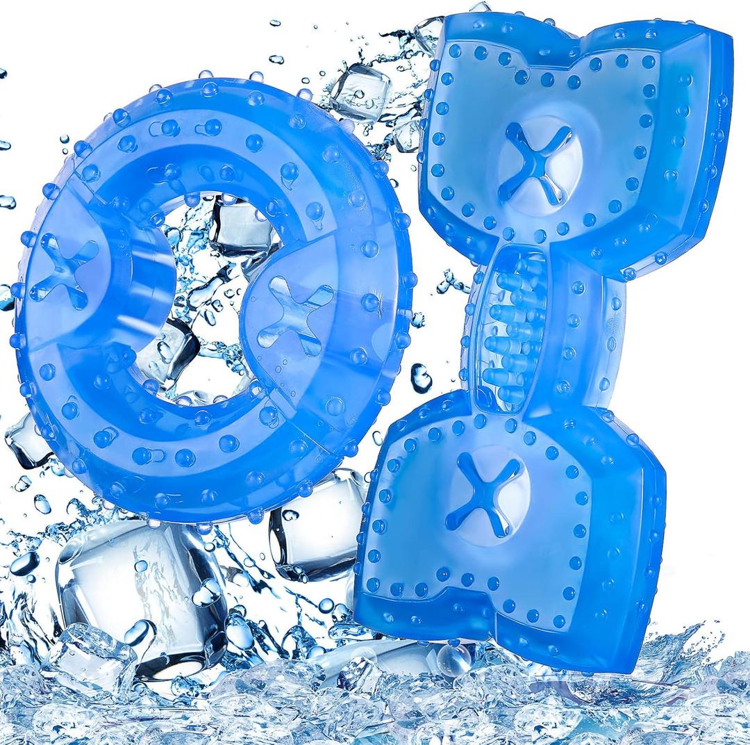 Hungdao 2pcs Puppy Teething Rings Freezable Dog Teething Toy Pet Cooling Chew Toy for Puppies Small Dogs & Medium Dog Suitable Fetch Food Relieve Dental Discomfort